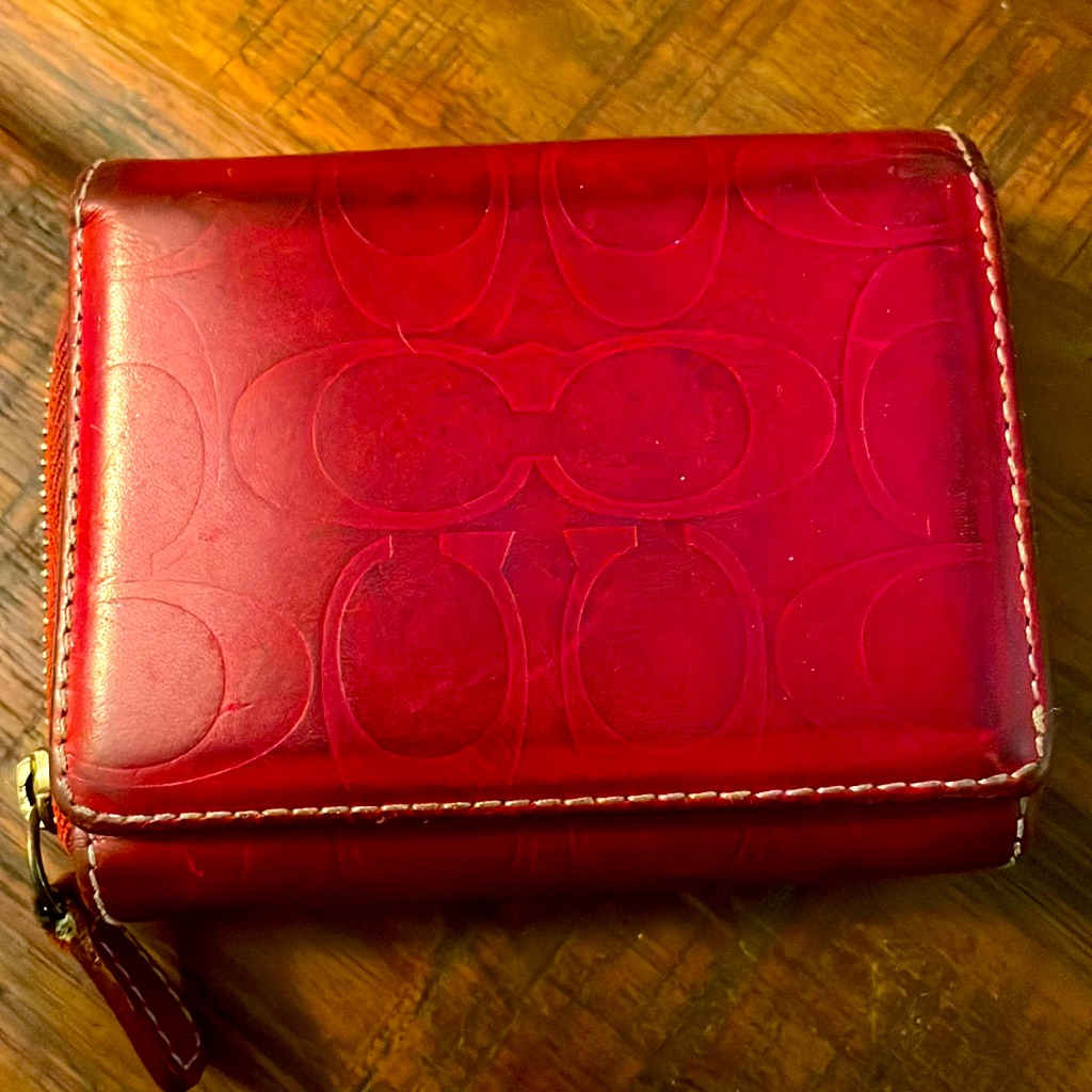Rare  Coach Red Cs Leather Wallet  Rare